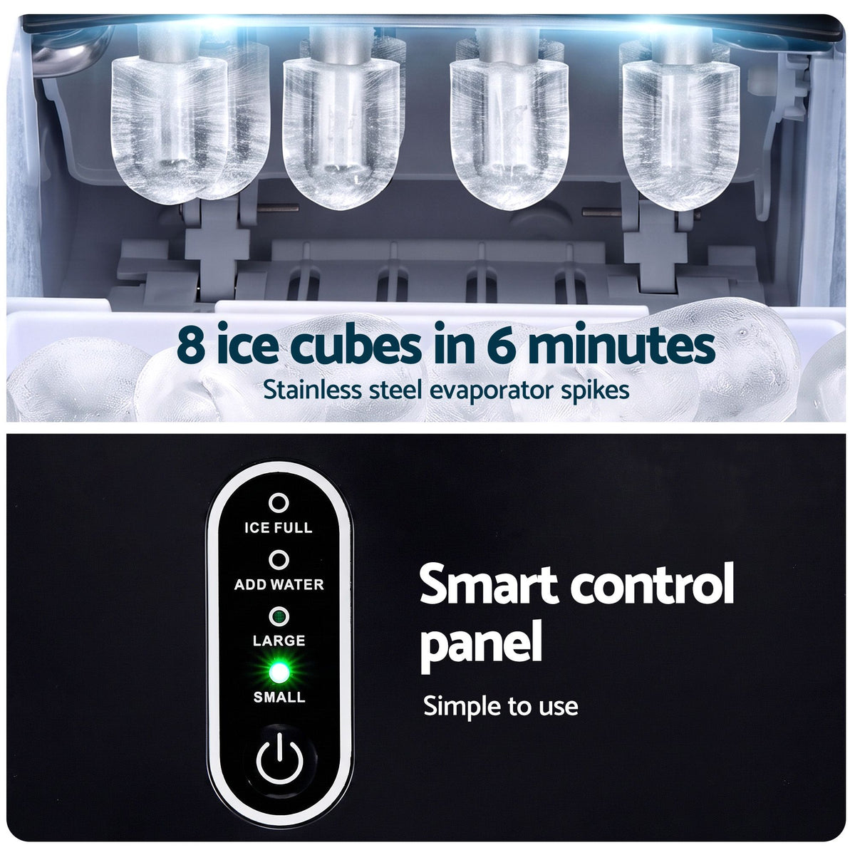 Portable Countertop Ice Maker Bullet Cube 12KG - Black