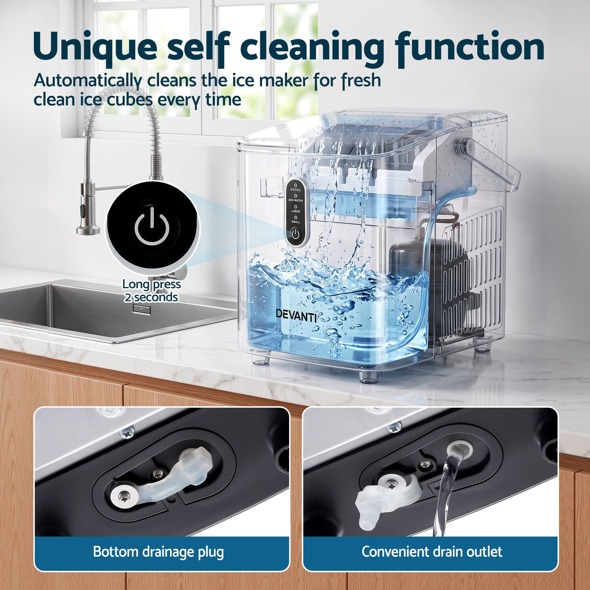 Portable Countertop Ice Maker Bullet Cube 12KG - Black