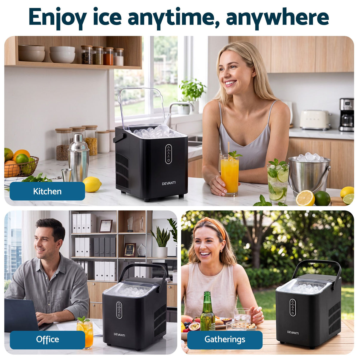 Portable Countertop Ice Maker Bullet Cube 12KG - Black