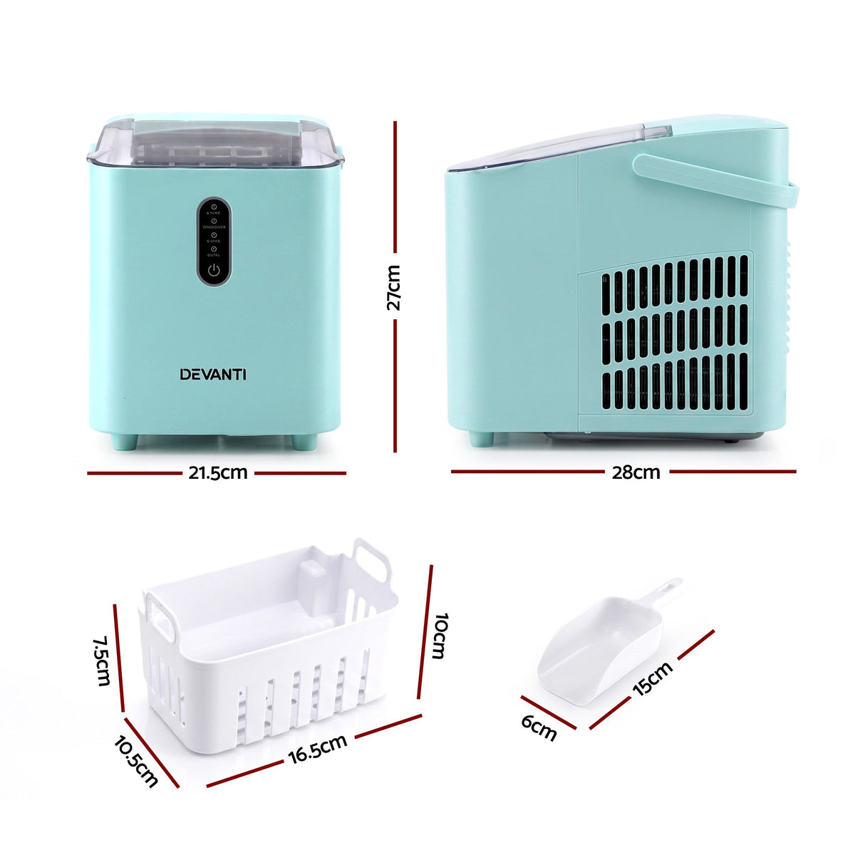 12KG Portable Bullet Ice Maker Machine - Green