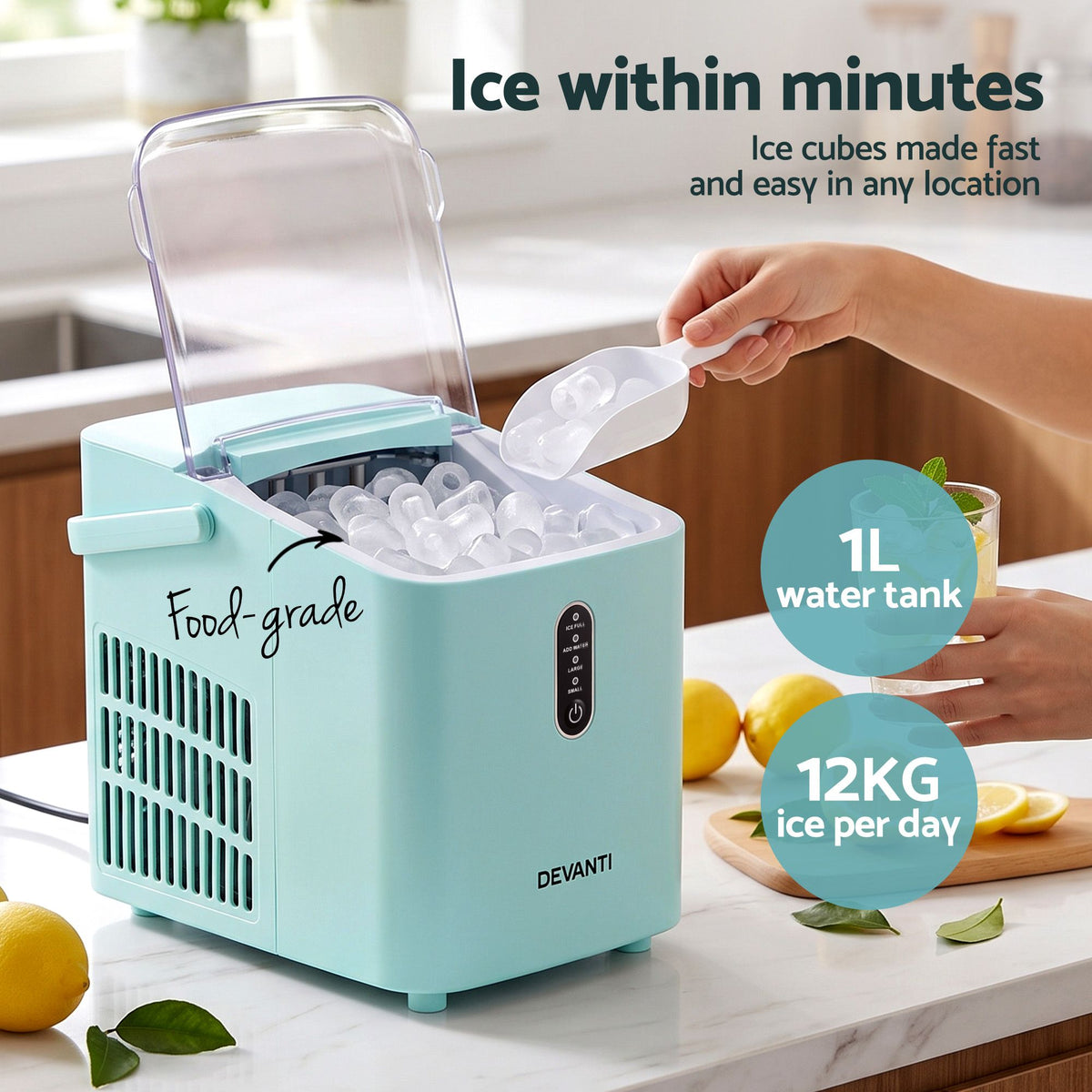 12KG Portable Bullet Ice Maker Machine - Green