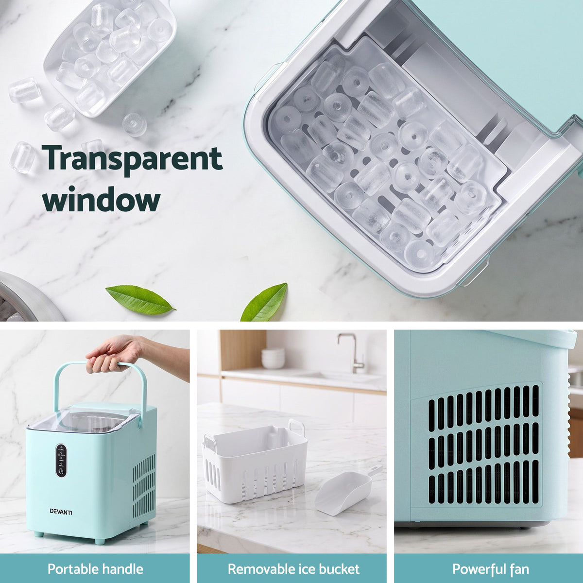 12KG Portable Bullet Ice Maker Machine - Green