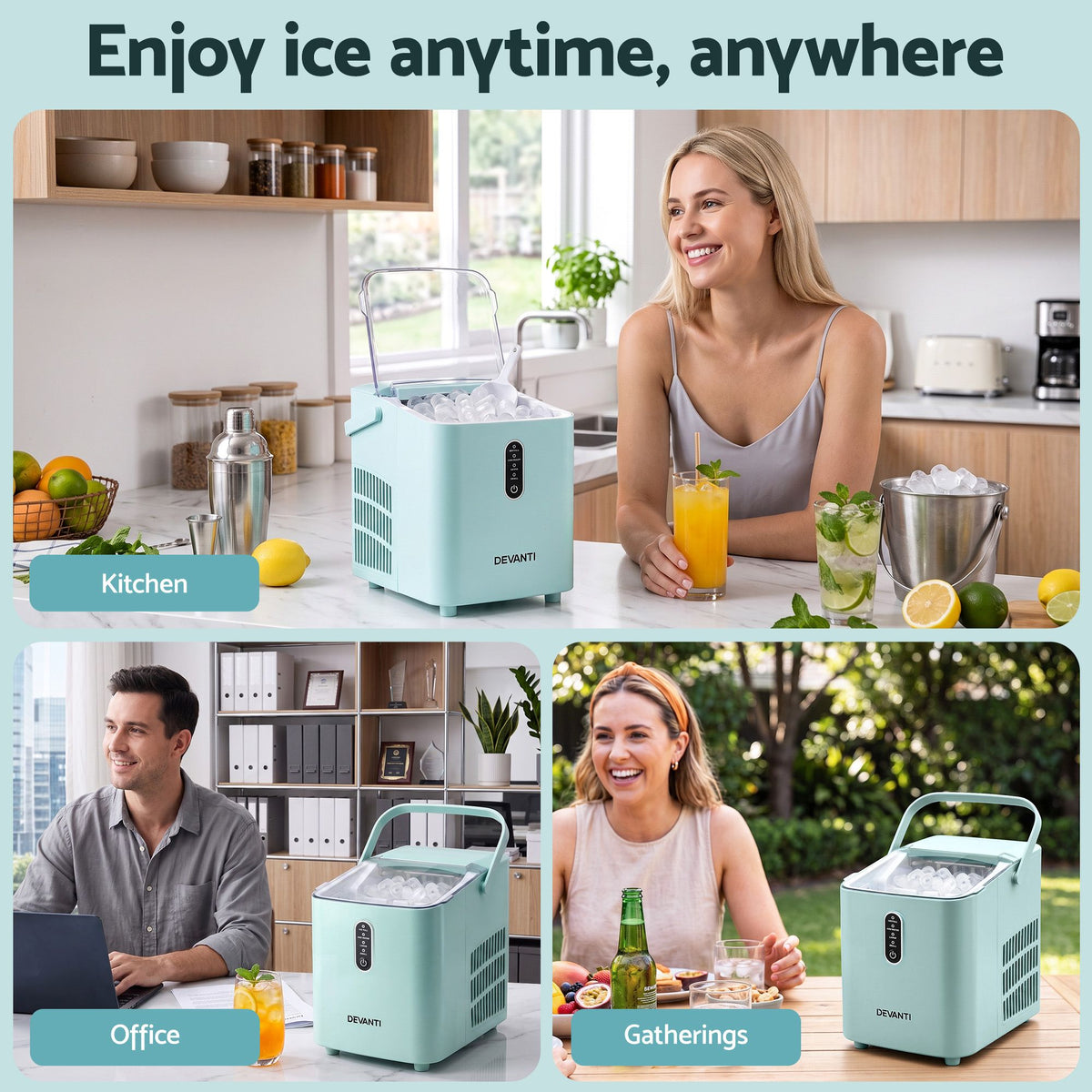 12KG Portable Bullet Ice Maker Machine - Green