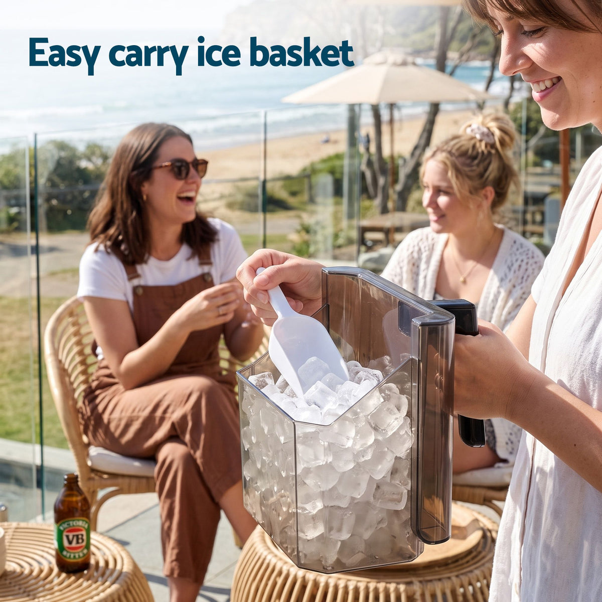 Ice Maker Portable 23kg Daily Square Cube with Basket - Black