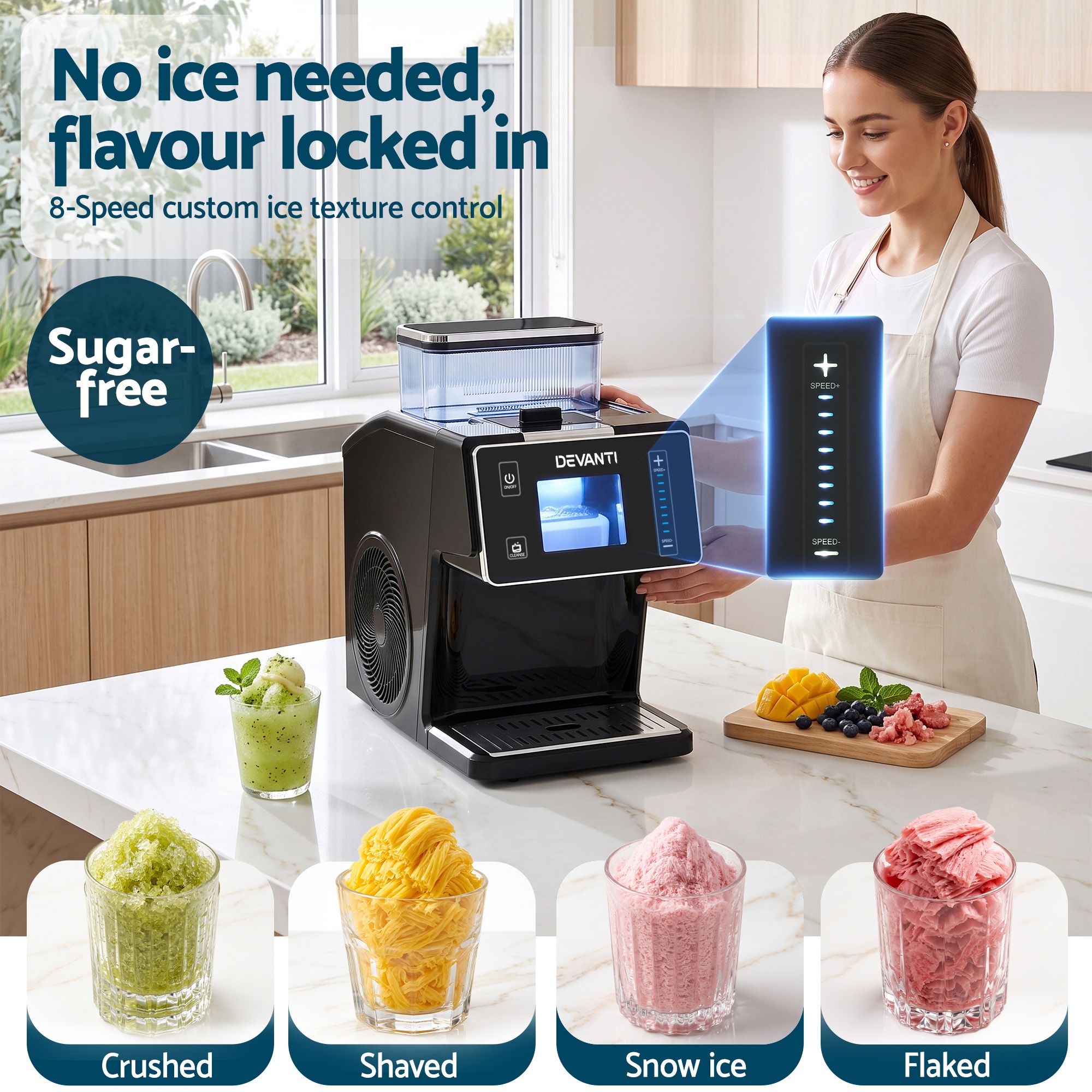 20kg/24hr Ice Maker Snowflake Bingsu Shaved Ice Slushie Maker Black