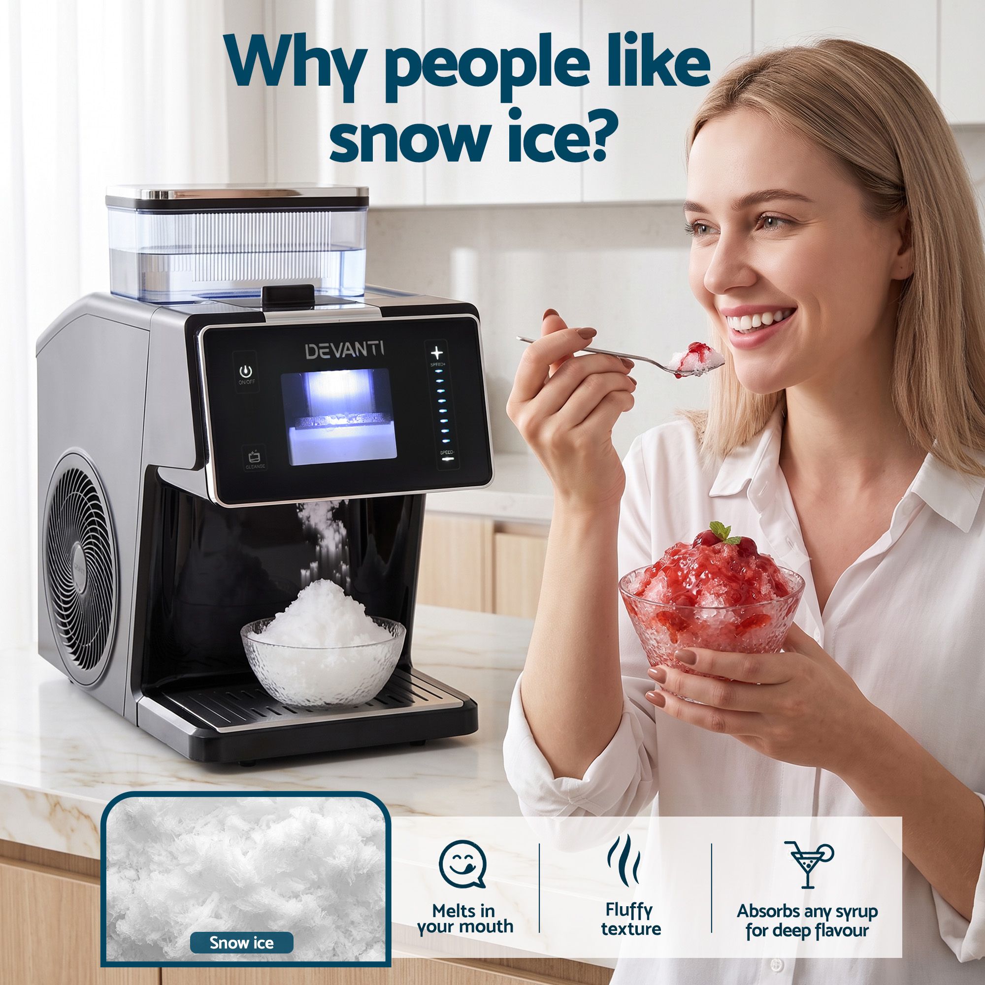 20kg/24hr Ice Maker Snowflake Bingsu Shaved Ice Slushie Maker Black