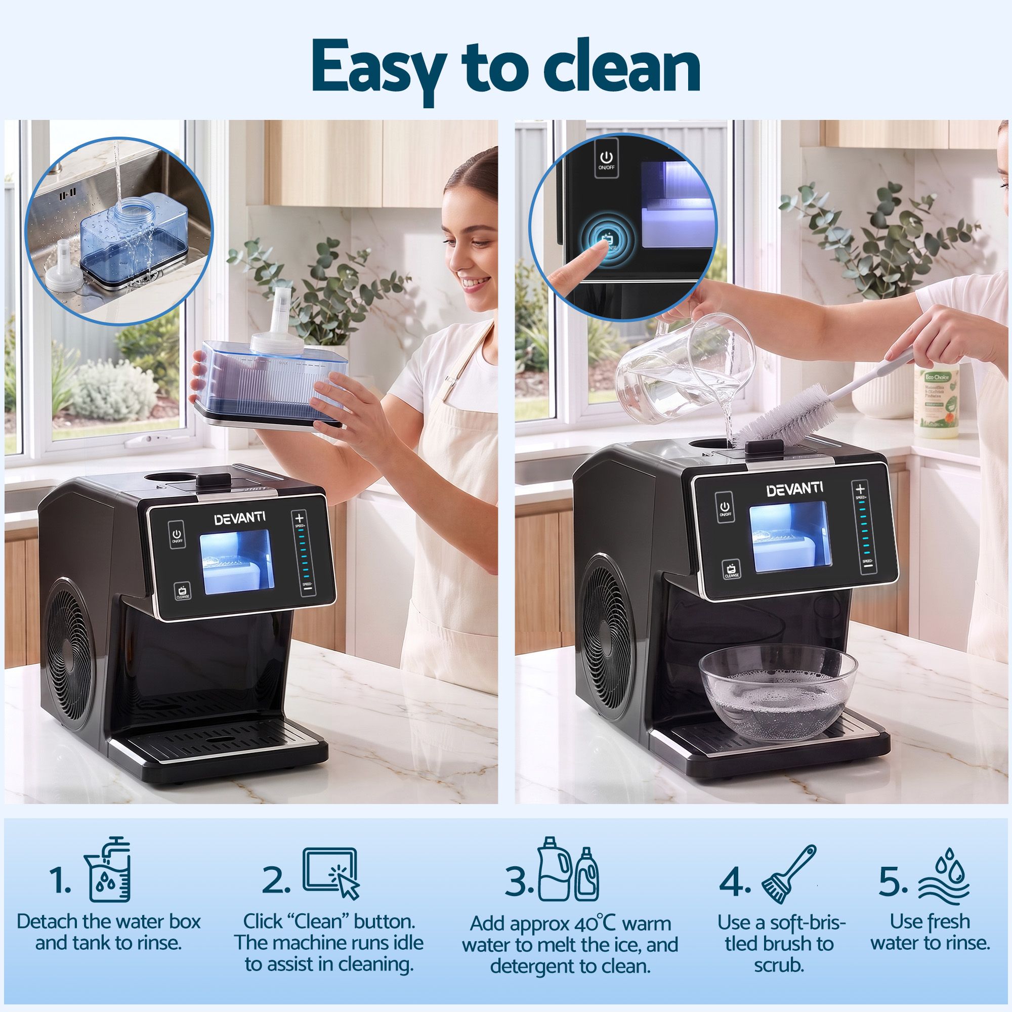 20kg/24hr Ice Maker Snowflake Bingsu Shaved Ice Slushie Maker Black