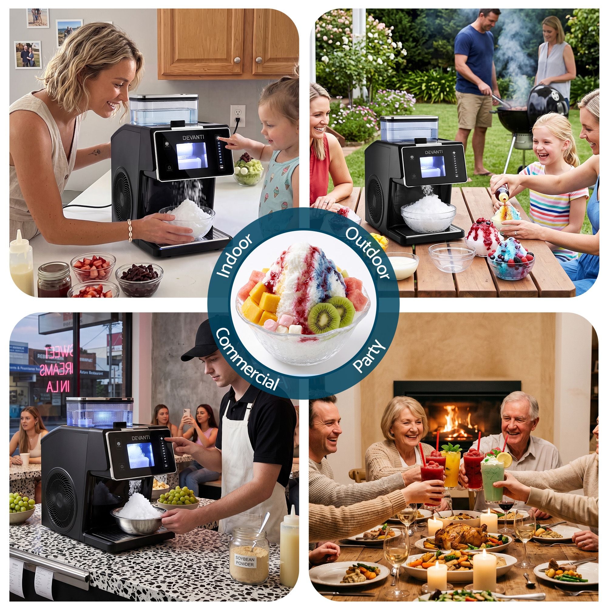 20kg/24hr Ice Maker Snowflake Bingsu Shaved Ice Slushie Maker Black