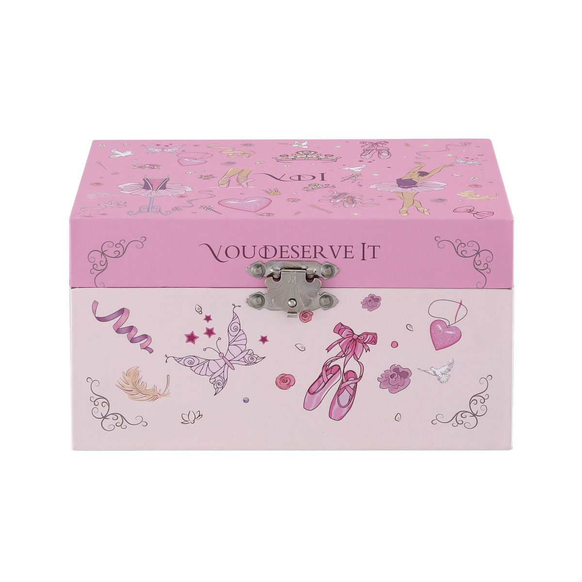 Kids Jewellery Box Organiser with Music and Mirror for Girls - Pink
