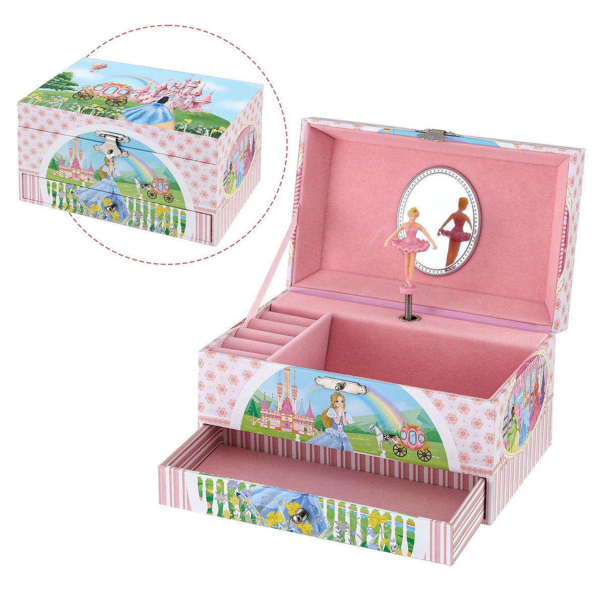 Kids Jewellery Box Organiser with Music and Drawer for Girls