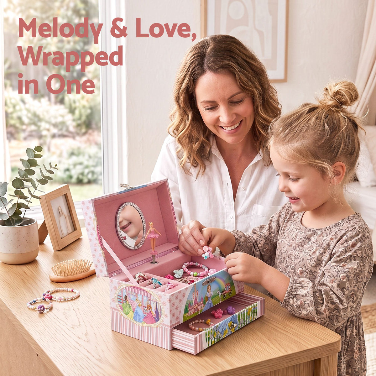 Kids Jewellery Box Organiser with Music and Drawer for Girls