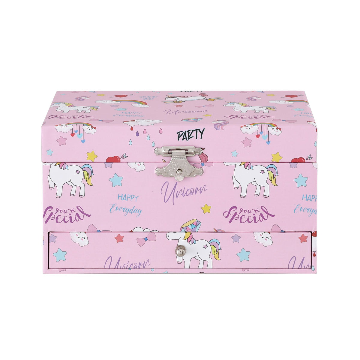 Kids Jewellery Box Organiser with Music, Mirror and Twirling Character for Girls - Pink