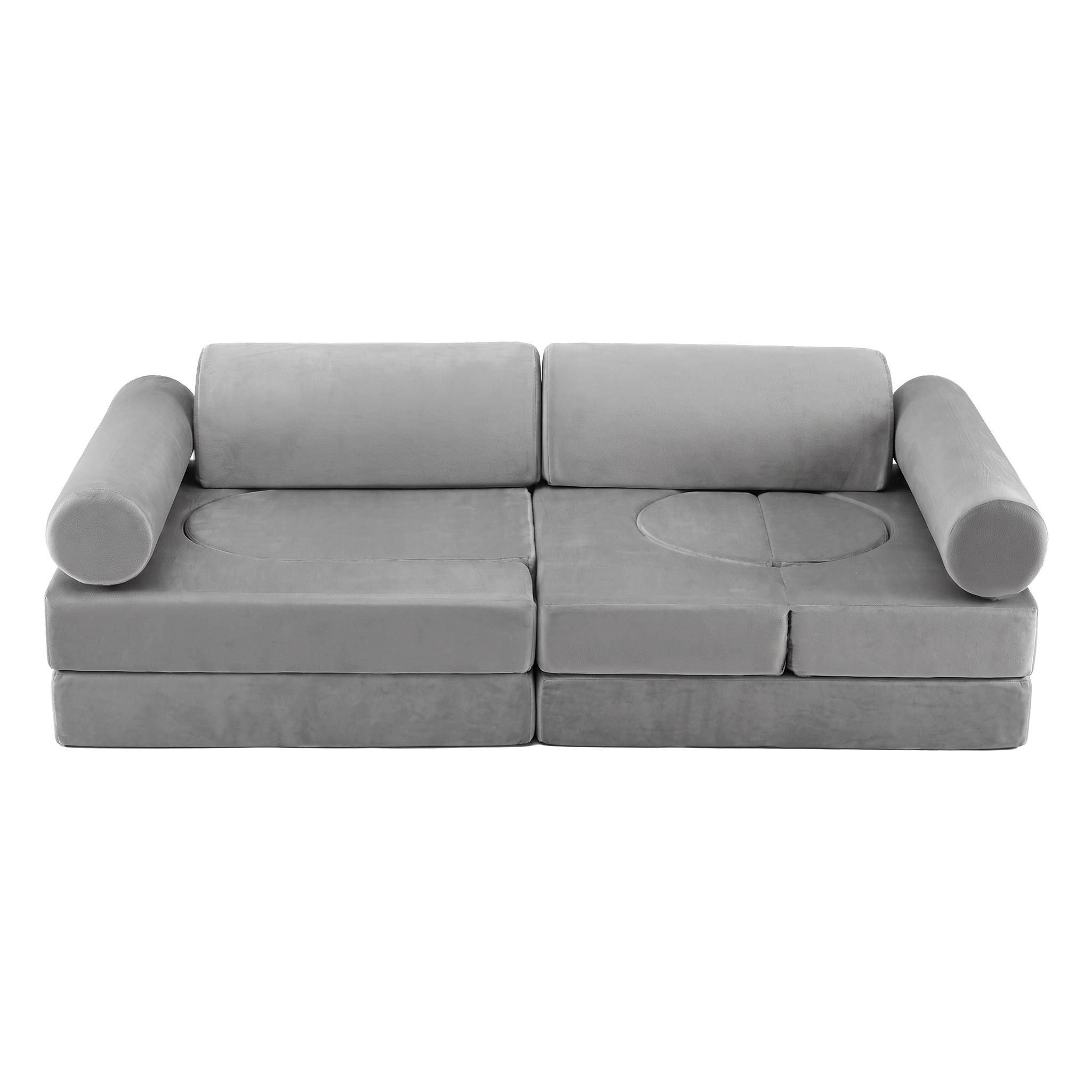 12PCS Modular Kids Play Couch Foam Sofa Set with Removable Washable Cover Grey Playroom