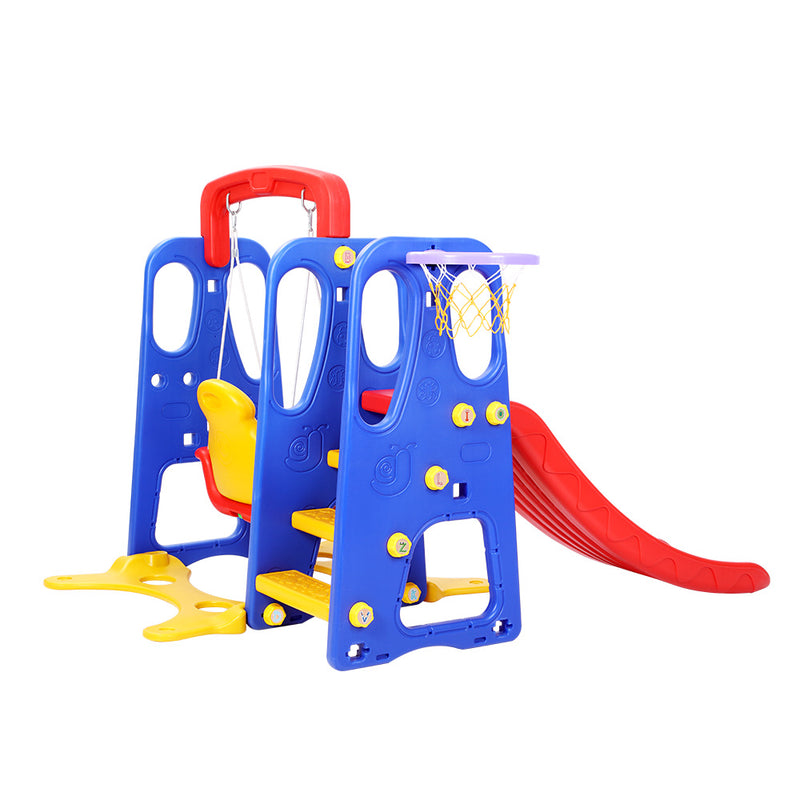 Kids 3-in-1 Slide Swing with Basketball Hoop