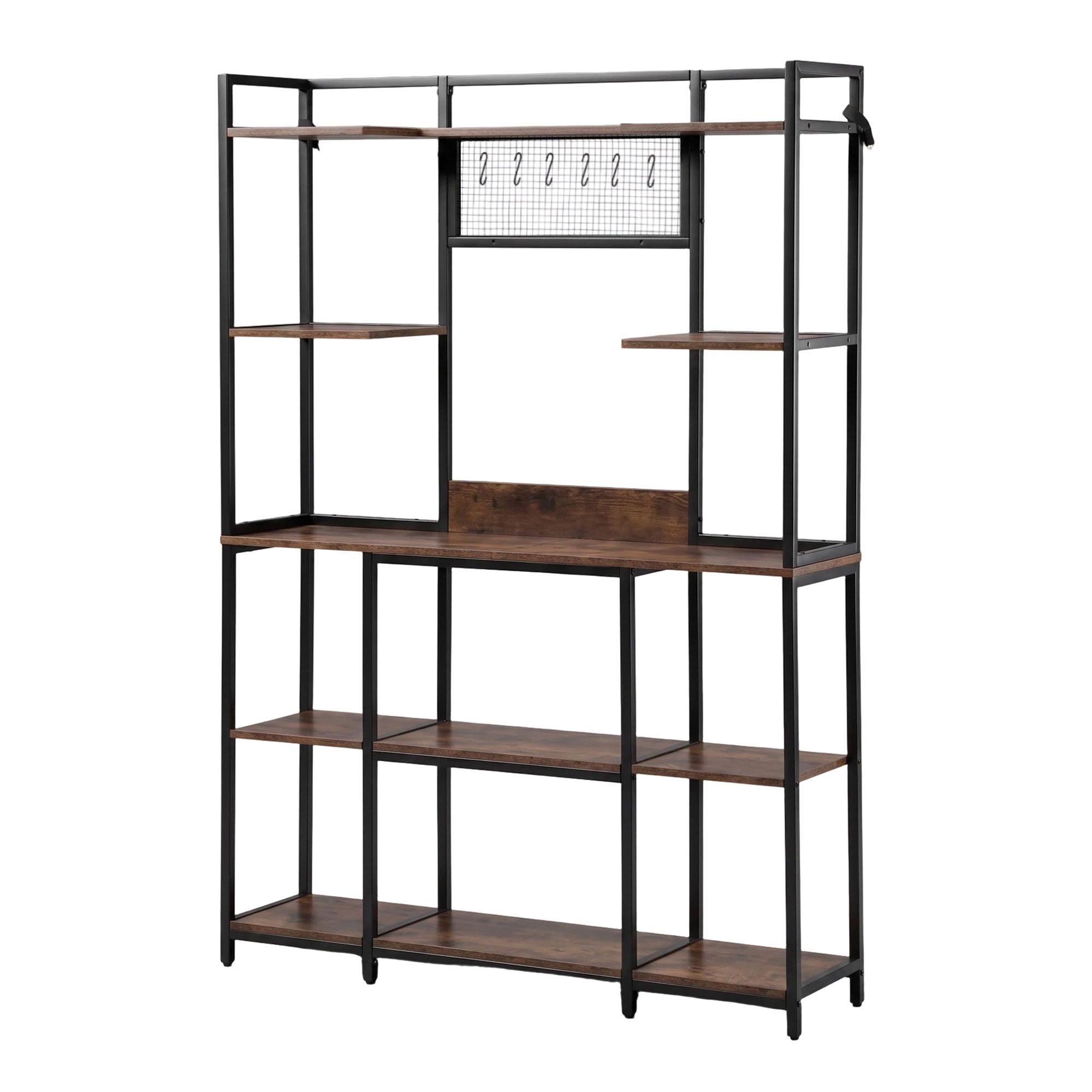 Kitchen Rack with 6 Hooks Microwave Storage Shelf 120cm x 170cm