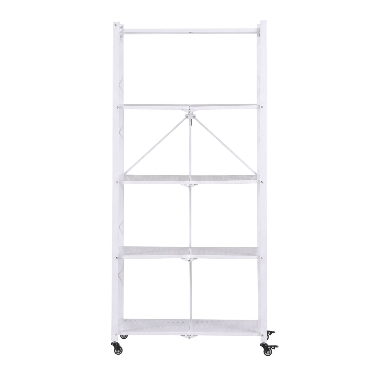 5-Tier Foldable Kitchen Bakers Rack 71x160cm Microwave Stand - White
