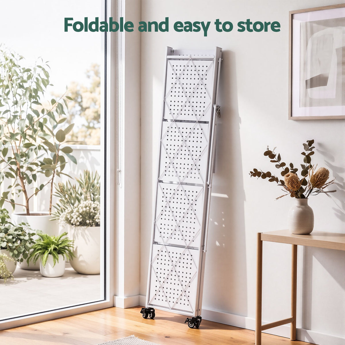 5-Tier Foldable Kitchen Bakers Rack 71x160cm Microwave Stand - White