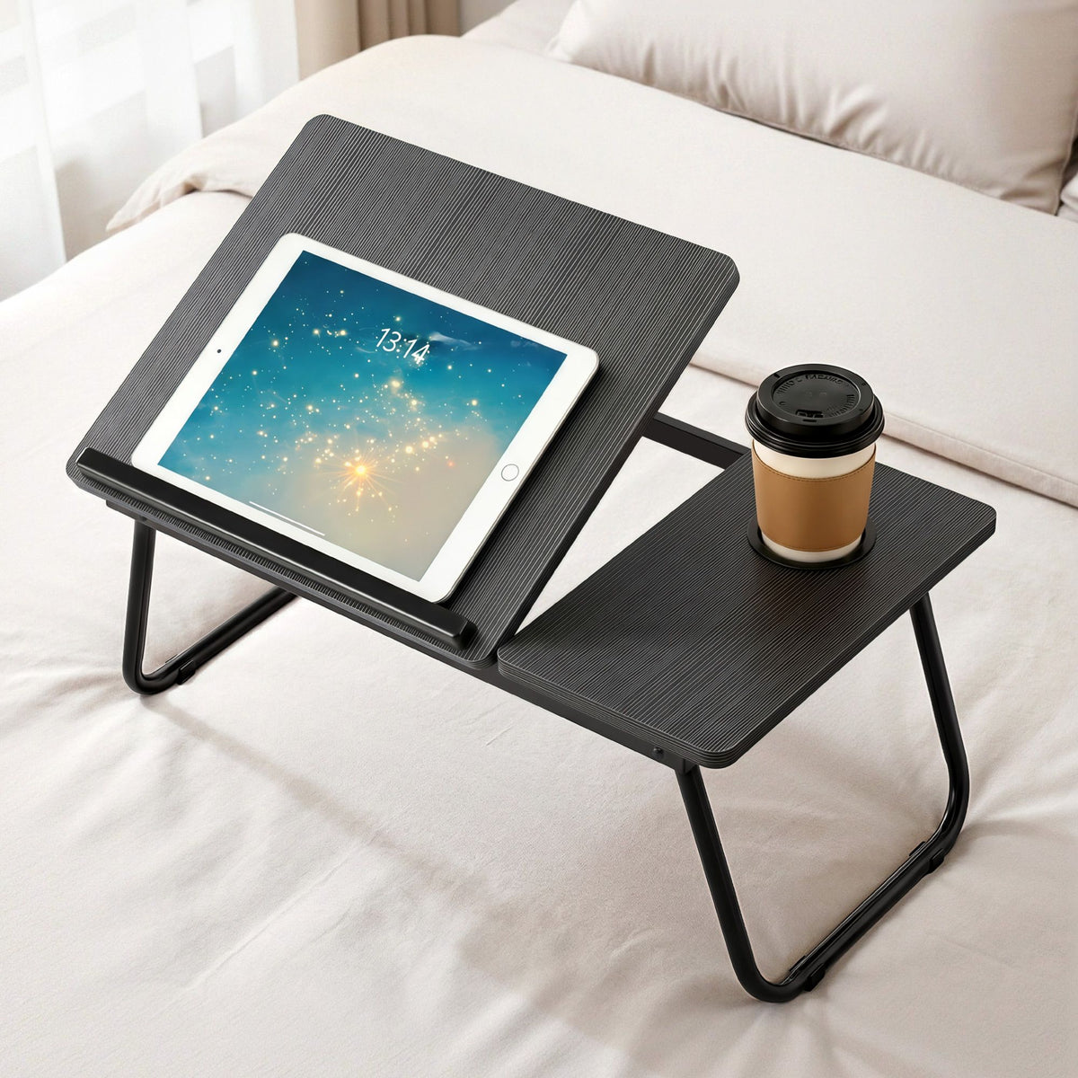 Laptop Desk Bed Table Foldable Portable with Adjustable Desktop - Black
