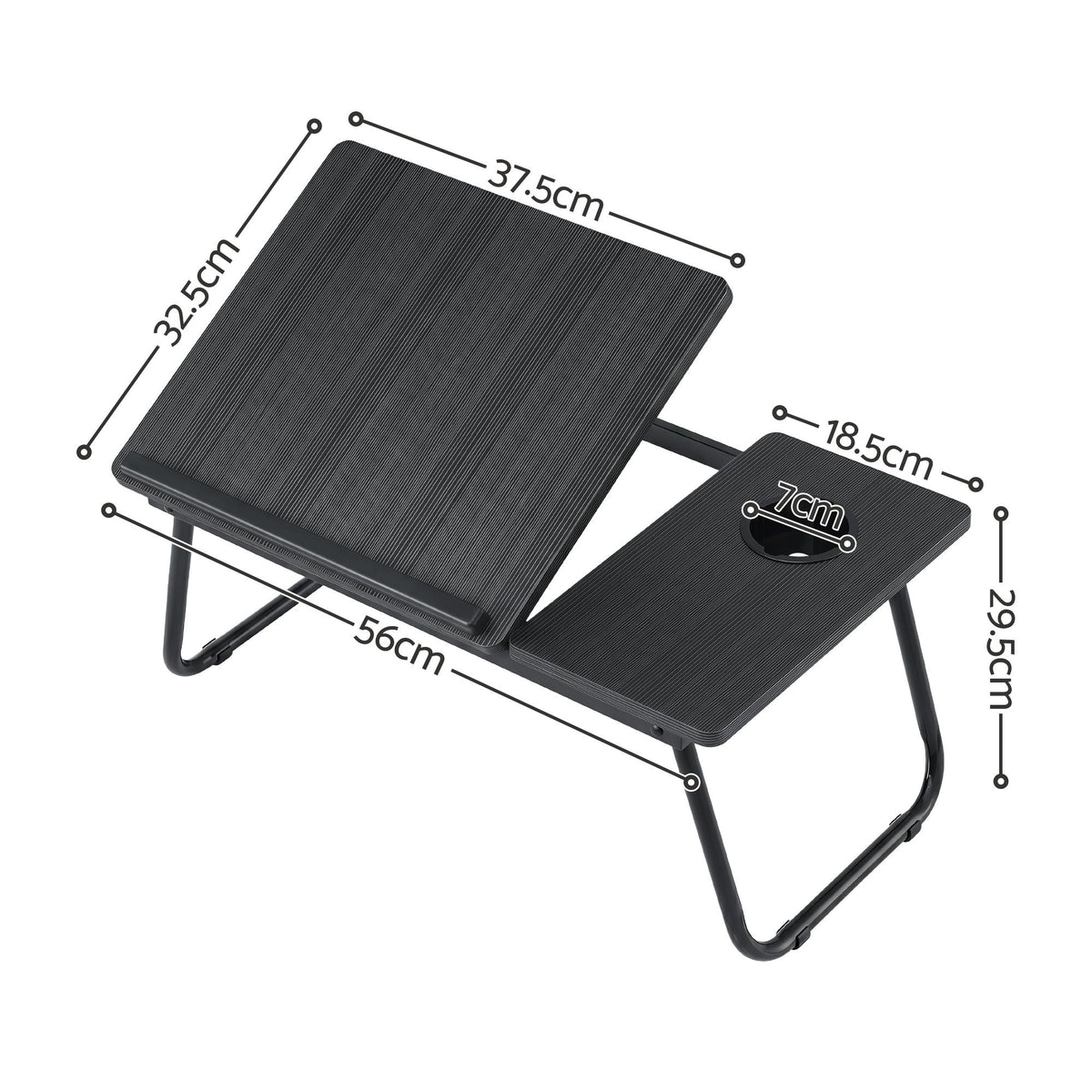 Laptop Desk Bed Table Foldable Portable with Adjustable Desktop - Black