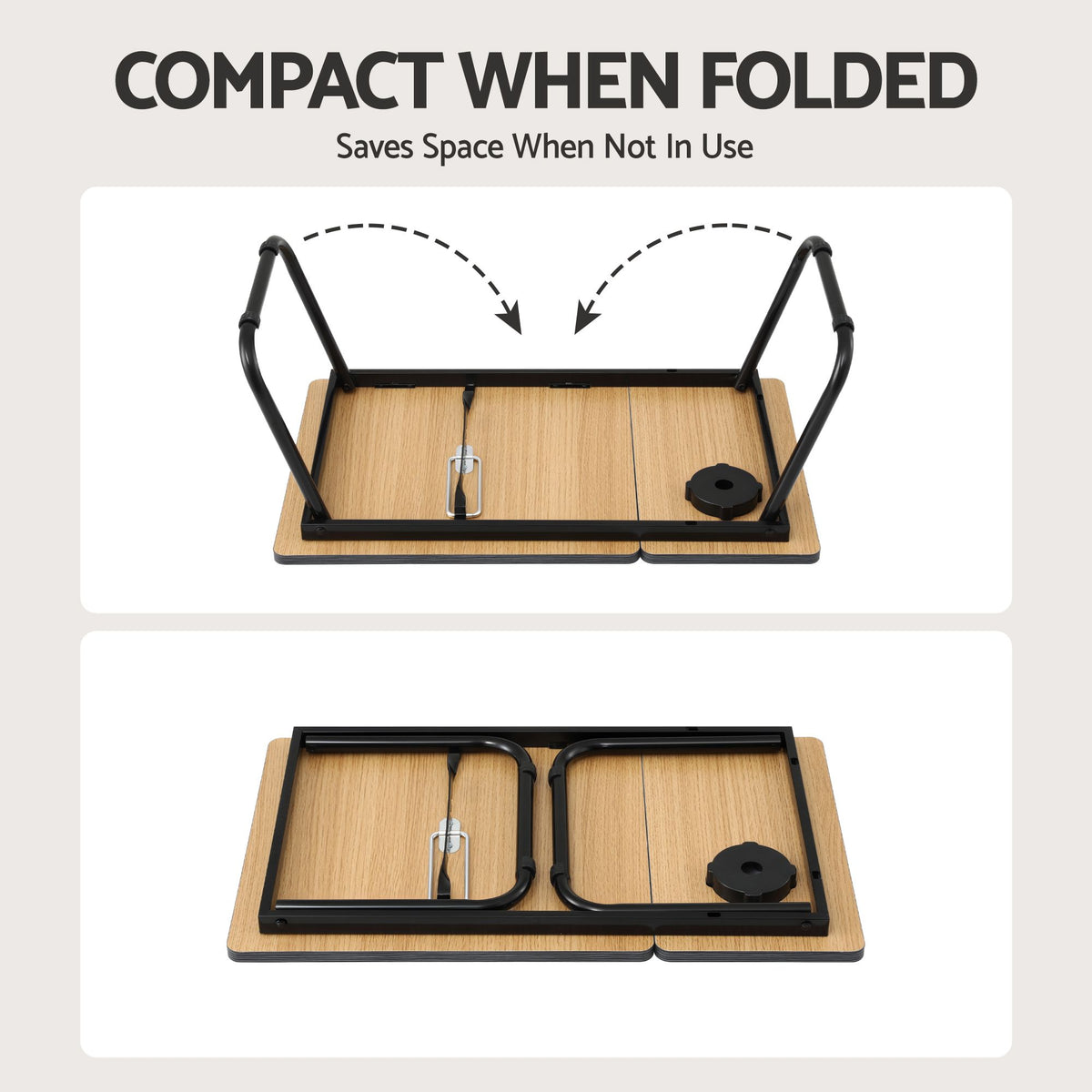 Laptop Desk Bed Table Foldable Portable with Adjustable Desktop - Black