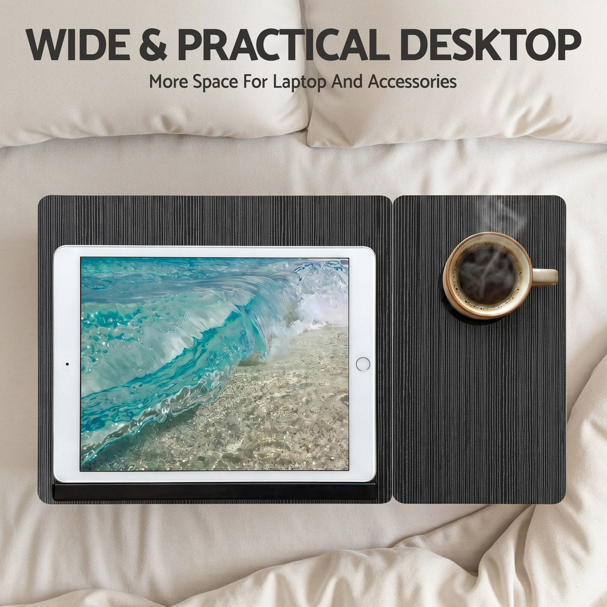 Laptop Desk Bed Table Foldable Portable with Adjustable Desktop - Black