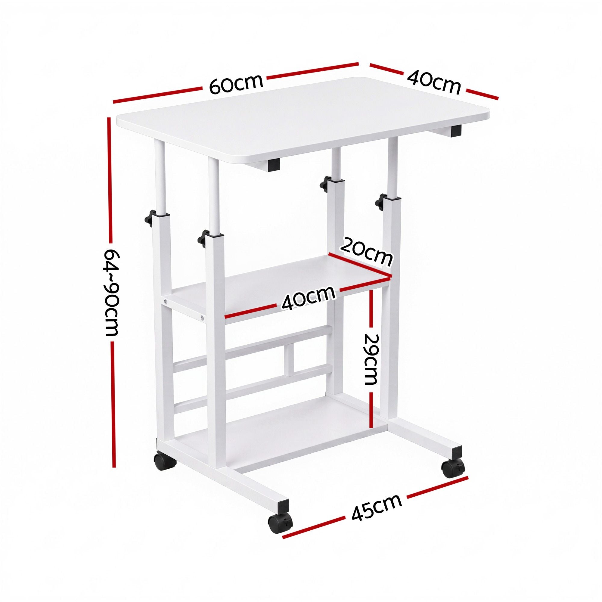 Laptop Desk Height Adjustable Mobile Workstation Computer Desks 60CM White