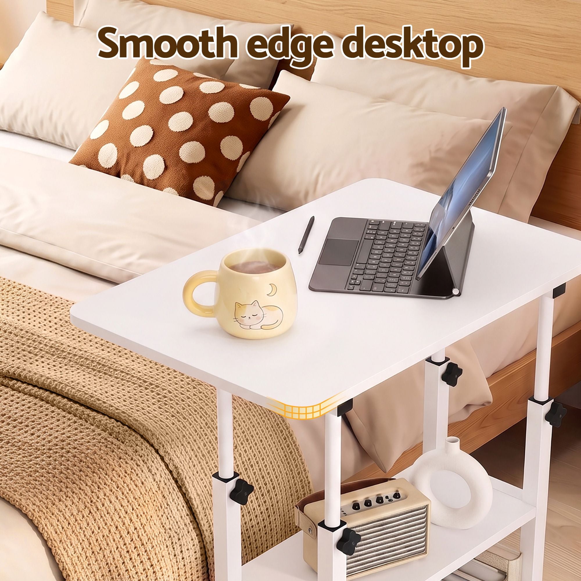 Laptop Desk Height Adjustable Mobile Workstation Computer Desks 60CM White