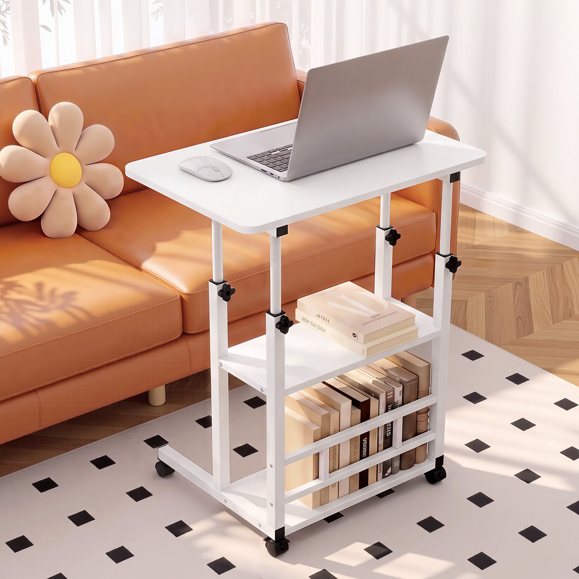Laptop Desk Height Adjustable Mobile Workstation Computer Desks 60CM White