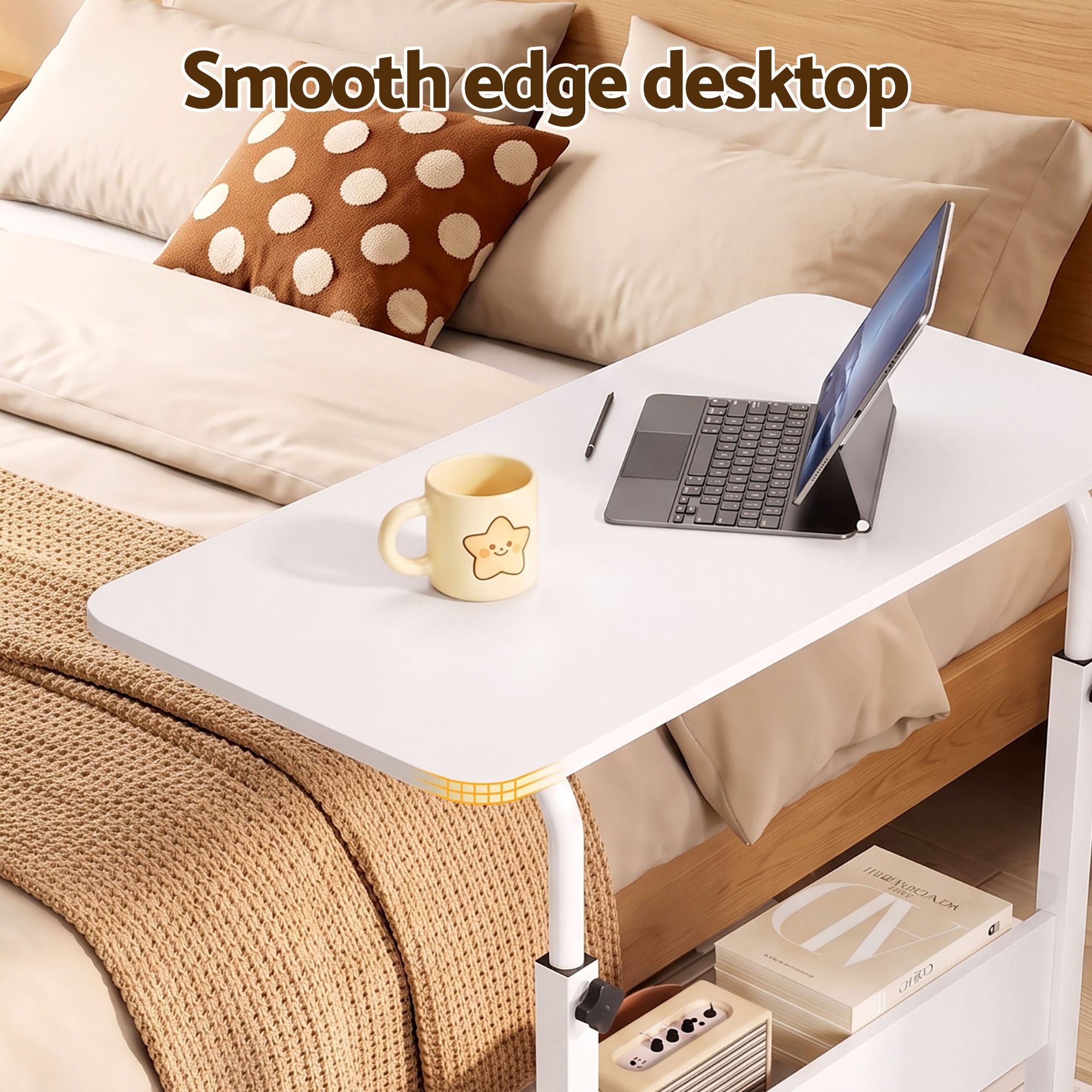Laptop Desk Portable Sit Stand Desks Height Adjustable Workstation 80CM White