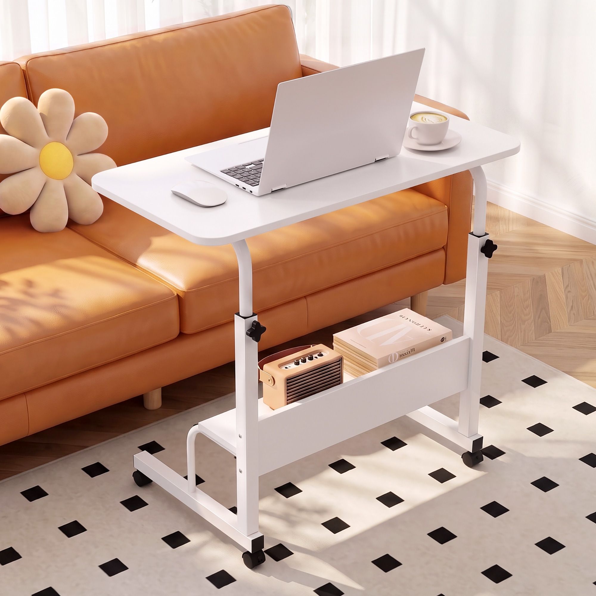 Laptop Desk Portable Sit Stand Desks Height Adjustable Workstation 80CM White