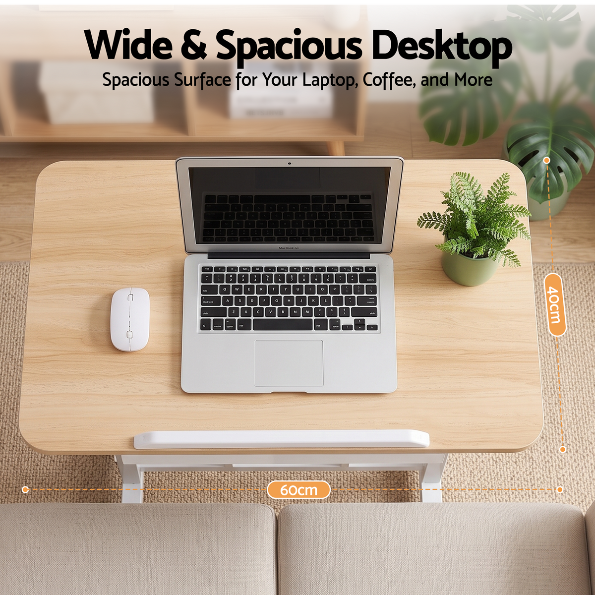 Adjustable Mobile Laptop Desk with Hidden Storage Wood Finish - Light Wood