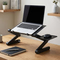 Aluminium Laptop Stand with Foldable Lap Desk and Detachable Mouse Pad - Black