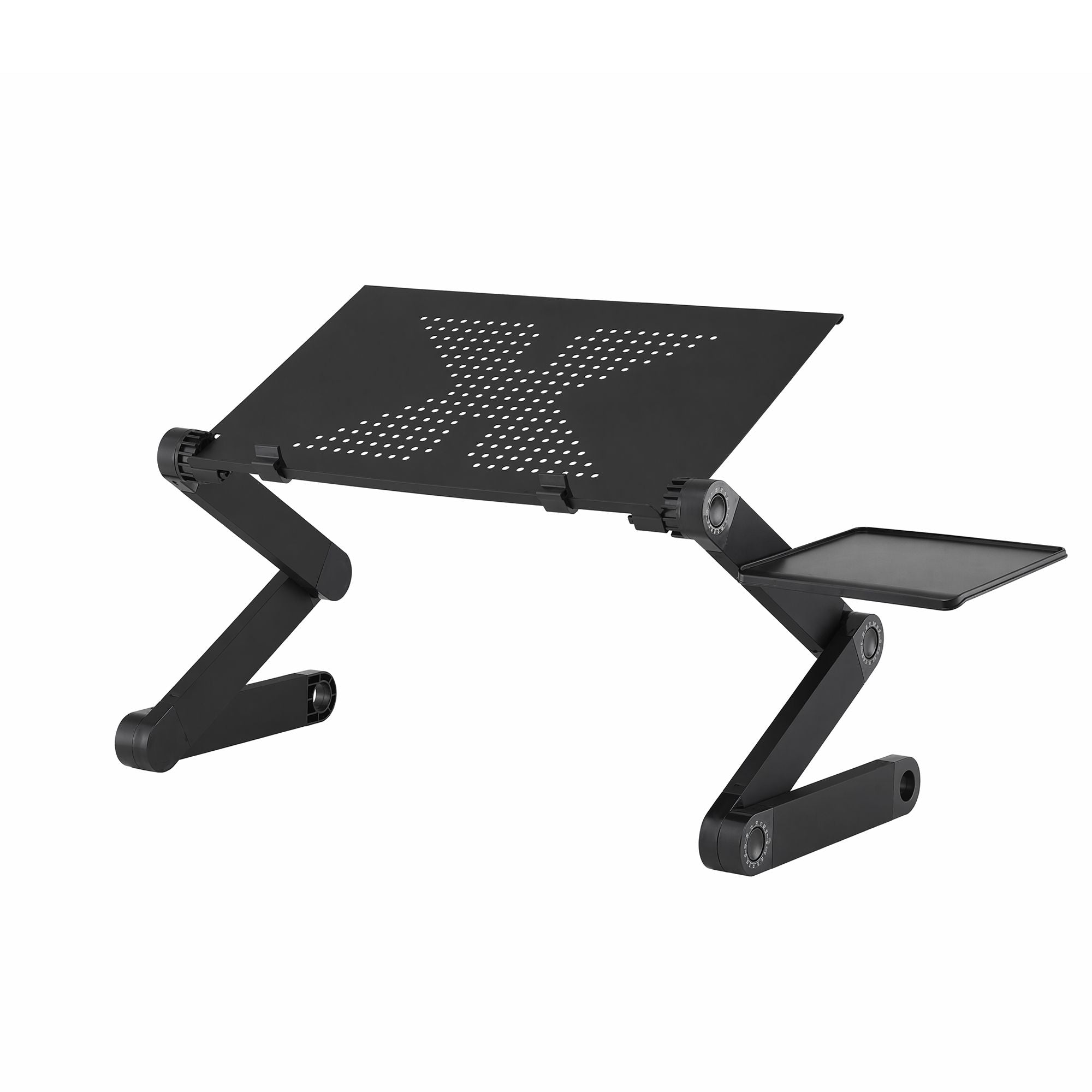 Aluminium Laptop Stand with Foldable Lap Desk and Detachable Mouse Pad - Black