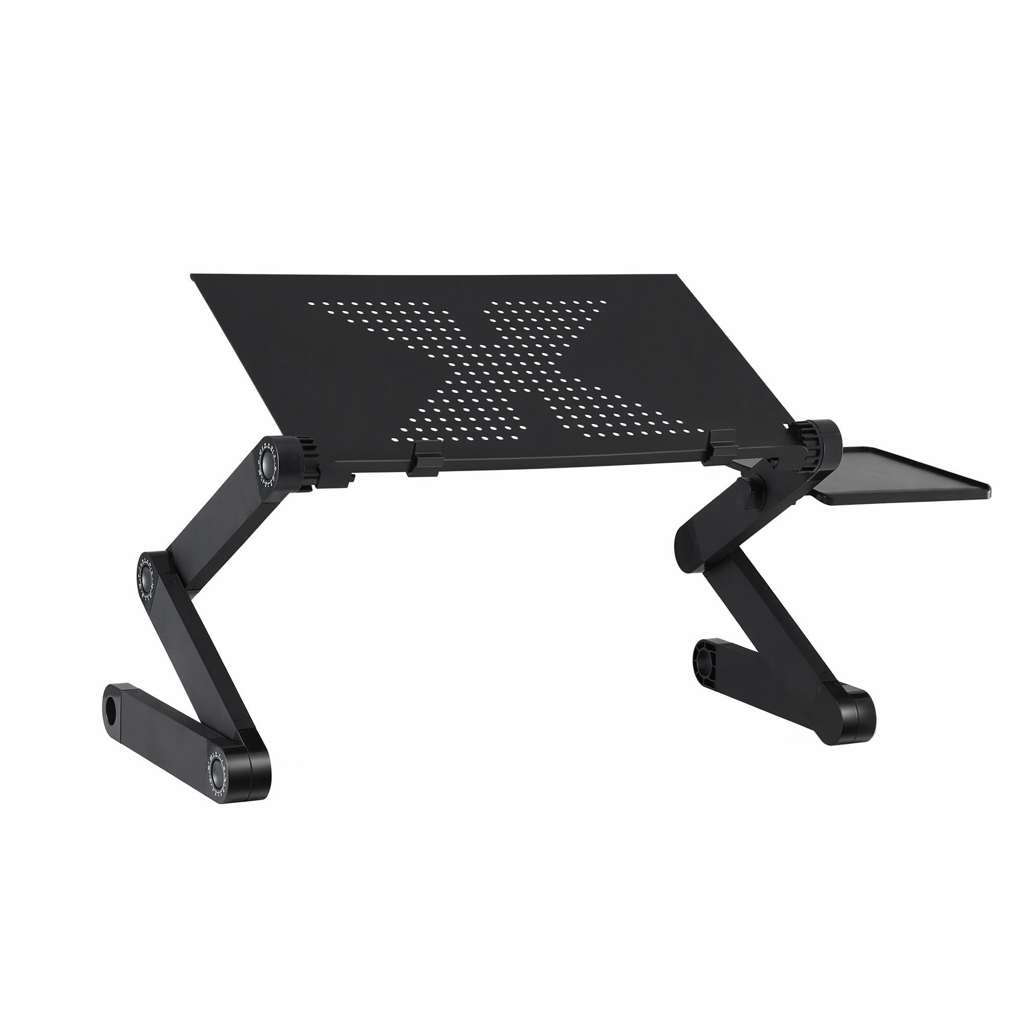 Aluminium Laptop Stand with Foldable Lap Desk and Detachable Mouse Pad - Black