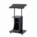 Mobile Podium Stand with Lockable Wheels Height Adjustable Laptop Desk Black