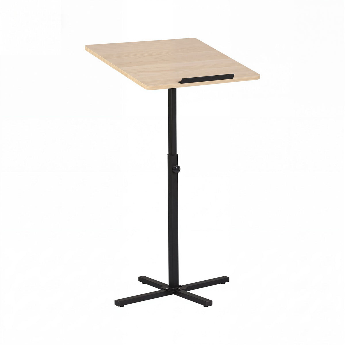 Height Adjustable Floor Podium Stand 78-127cm Portable Laptop Desk - Black Pine