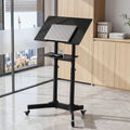 Adjustable Mobile Sit-to-Stand Lectern Podium with Wheels - Black
