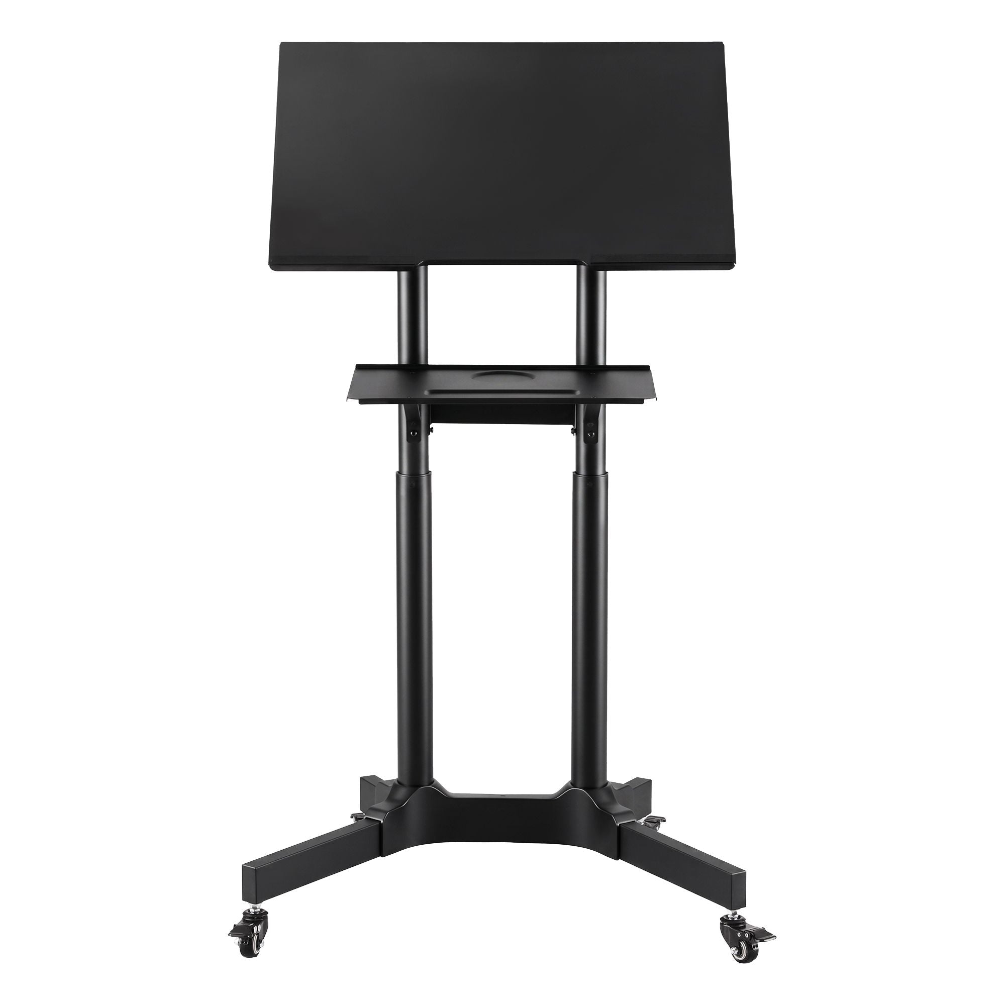 Adjustable Mobile Sit-to-Stand Lectern Podium with Wheels - Black