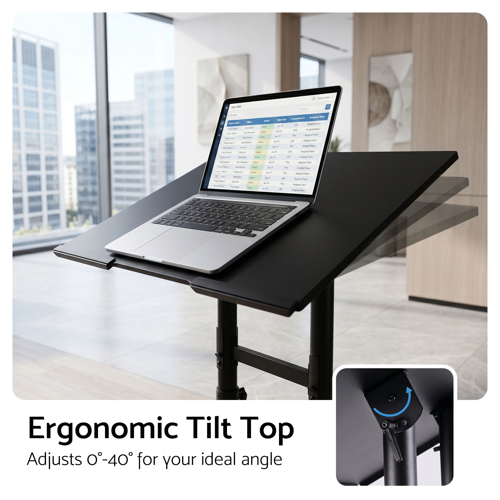 Adjustable Mobile Sit-to-Stand Lectern Podium with Wheels - Black