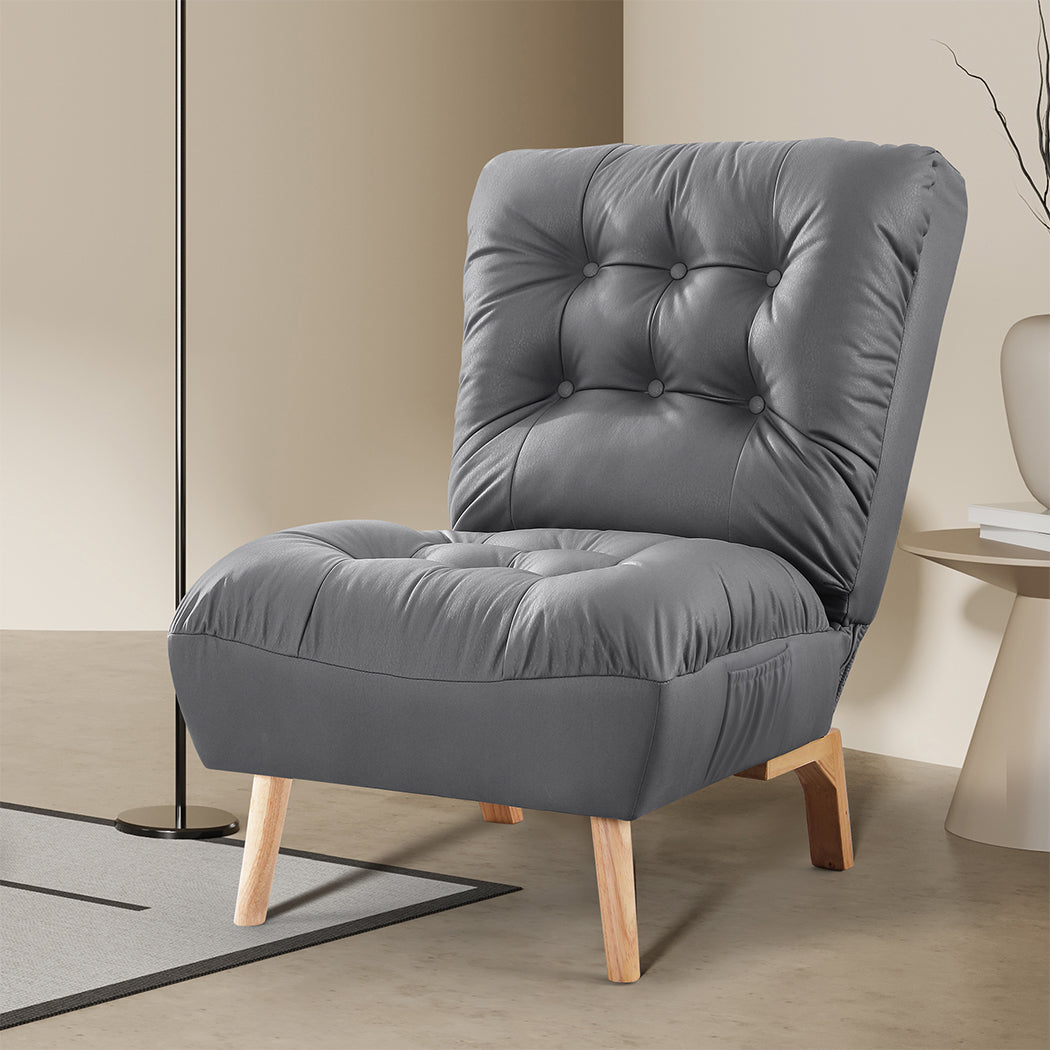Levede Accent Chair Sofa Recliner Adjustable Grey-2018816931150303238