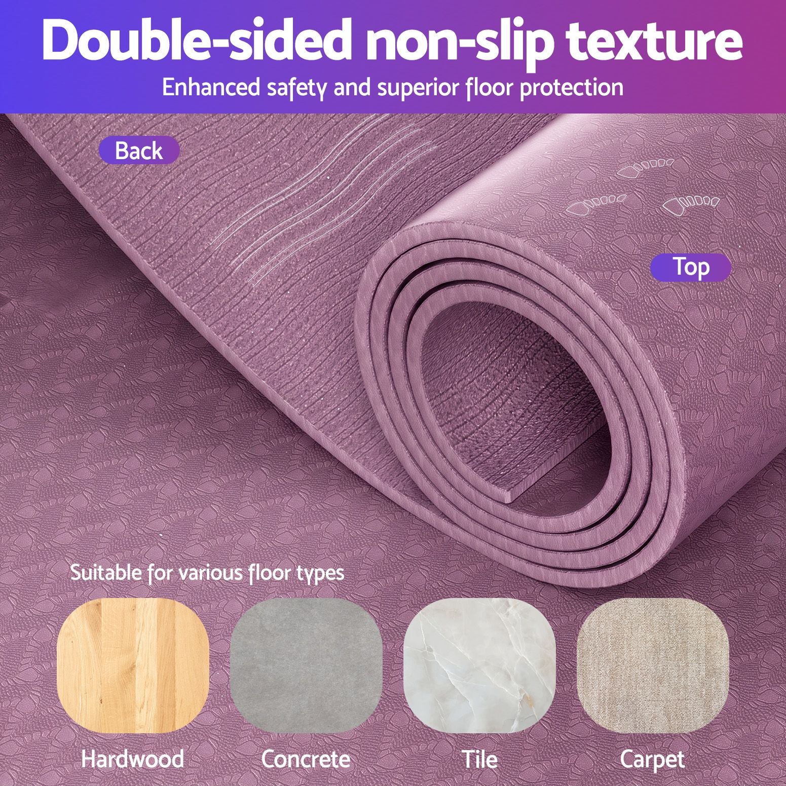 Exercise Equipment Mat 2M Treadmill Floor Rug Home Gym Fitness Purple