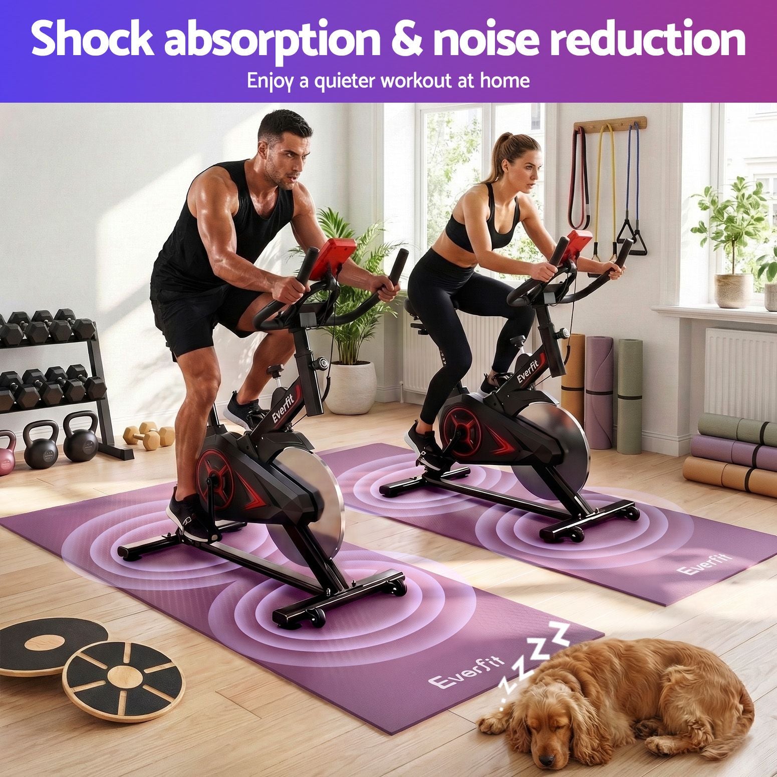 Exercise Equipment Mat 2M Treadmill Floor Rug Home Gym Fitness Purple