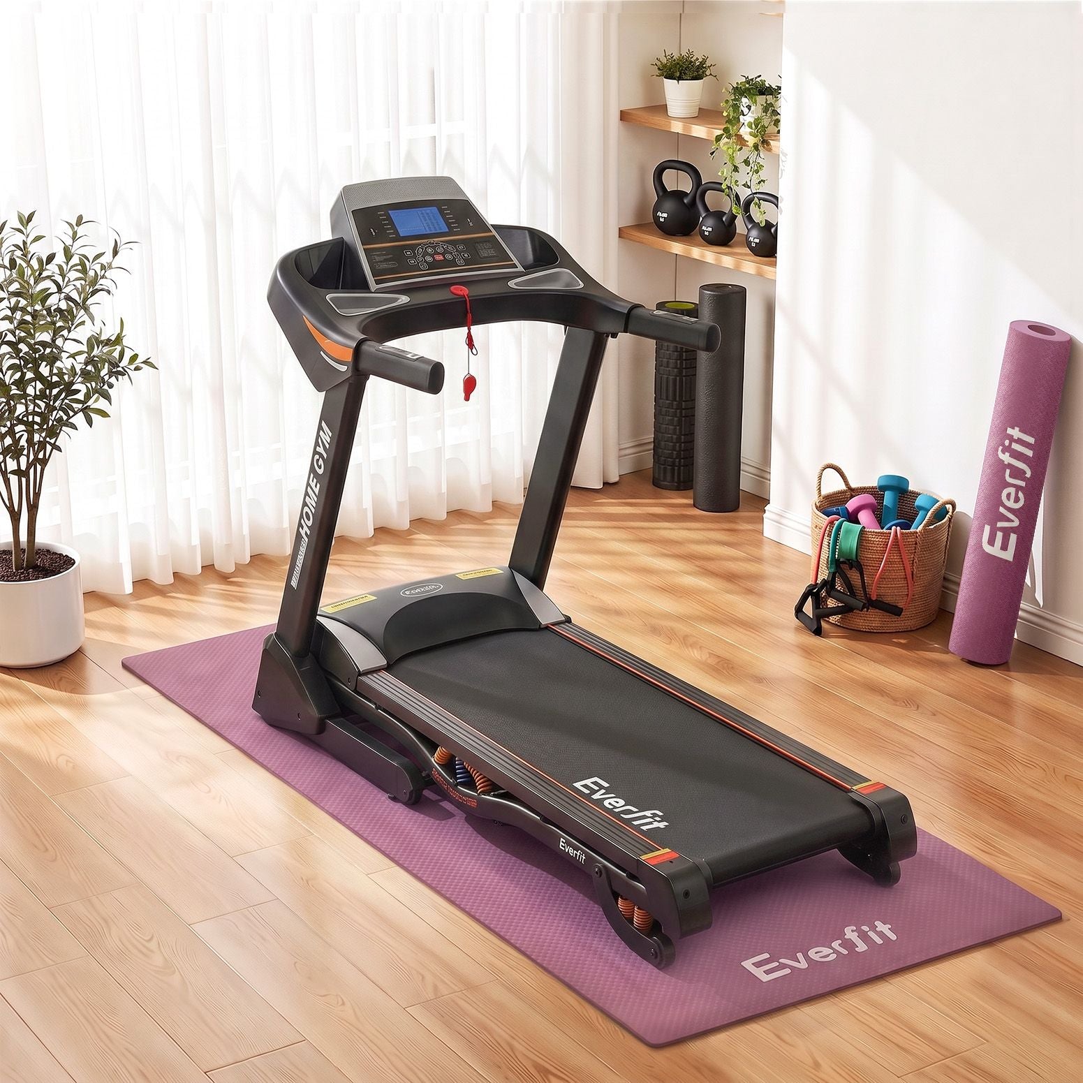 Exercise Equipment Mat 2M Treadmill Floor Rug Home Gym Fitness Purple