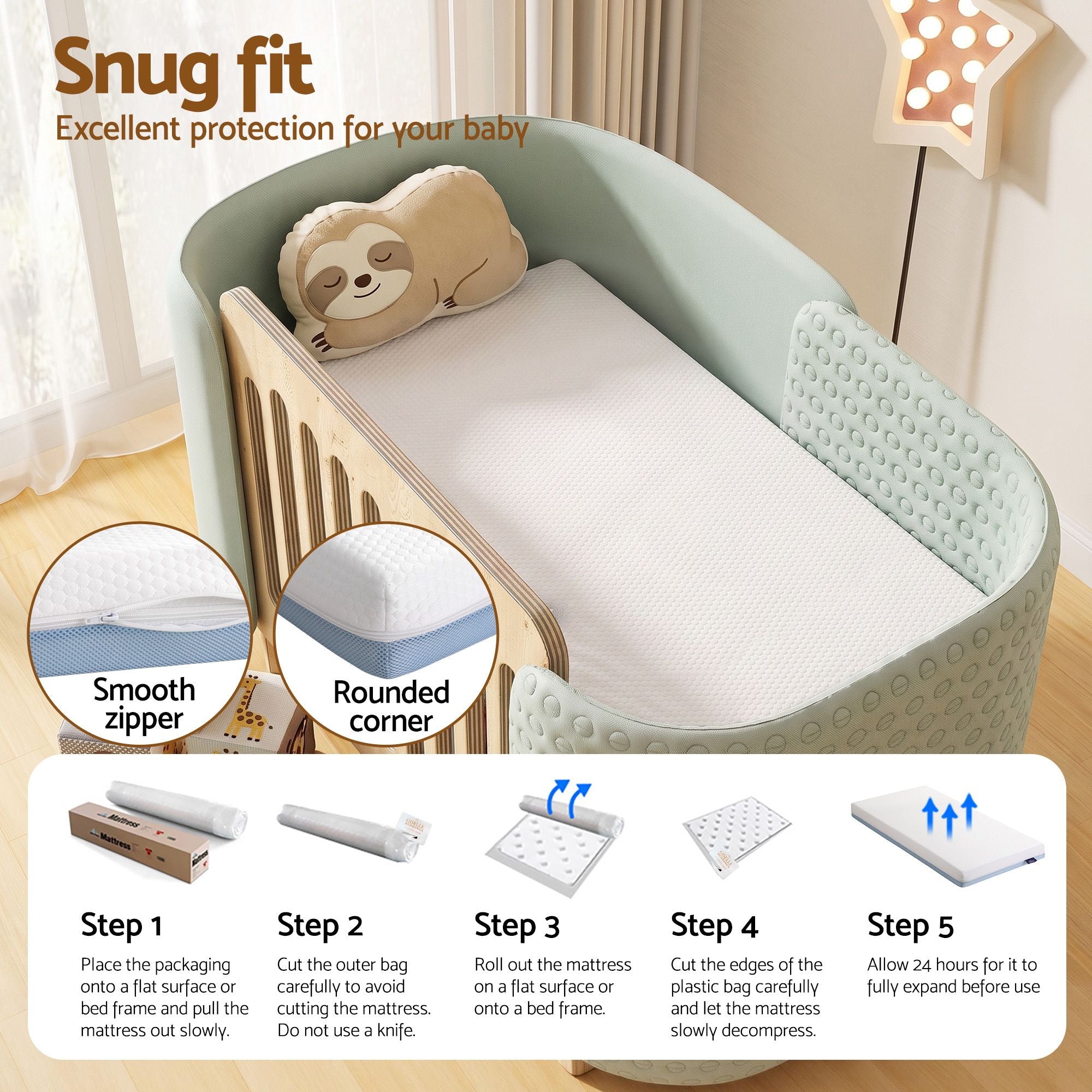Giselle Bedding Cot Mattress 11cm Thick with Tencel Cover