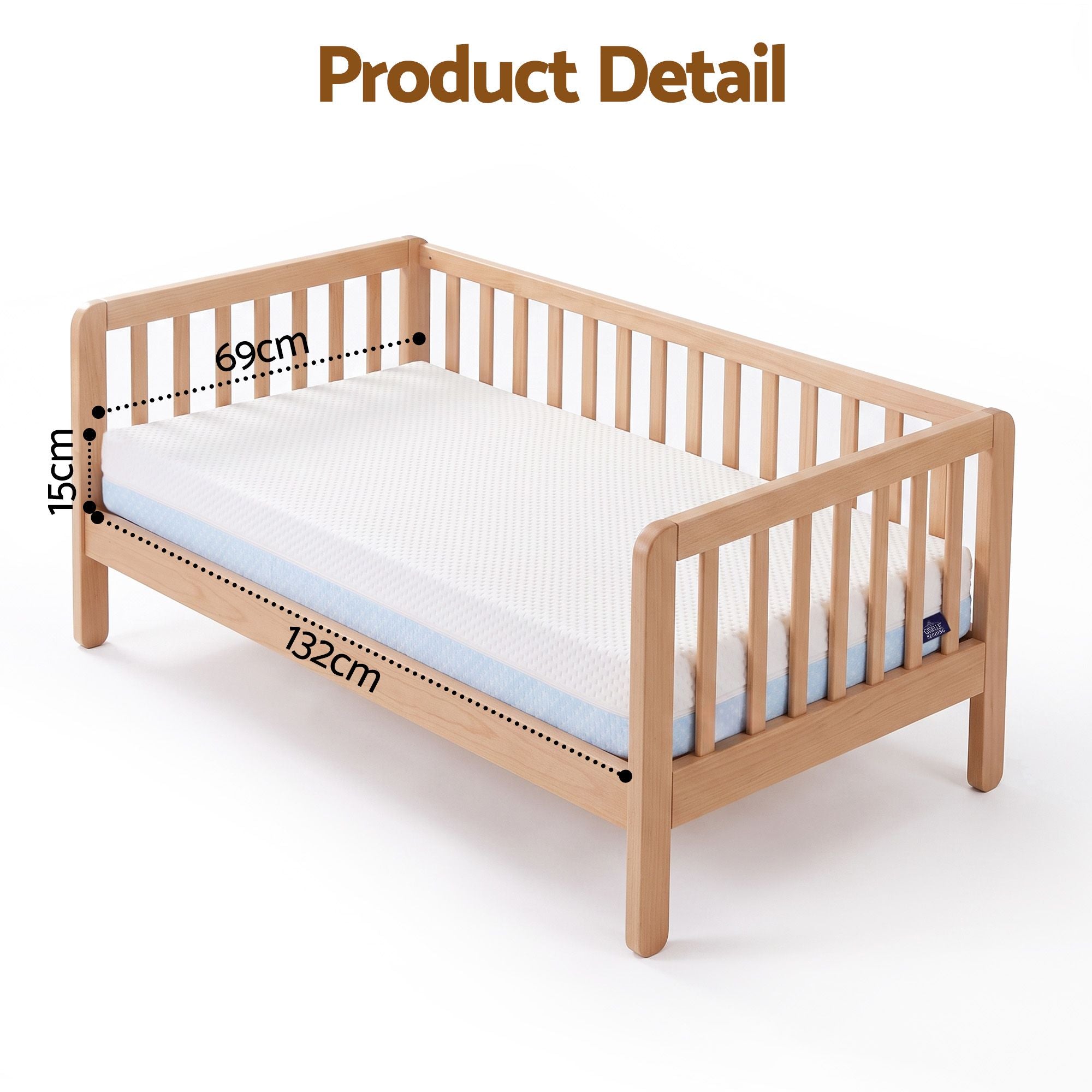 15cm Cot Mattress, 38D Gel Memory Foam Cover
