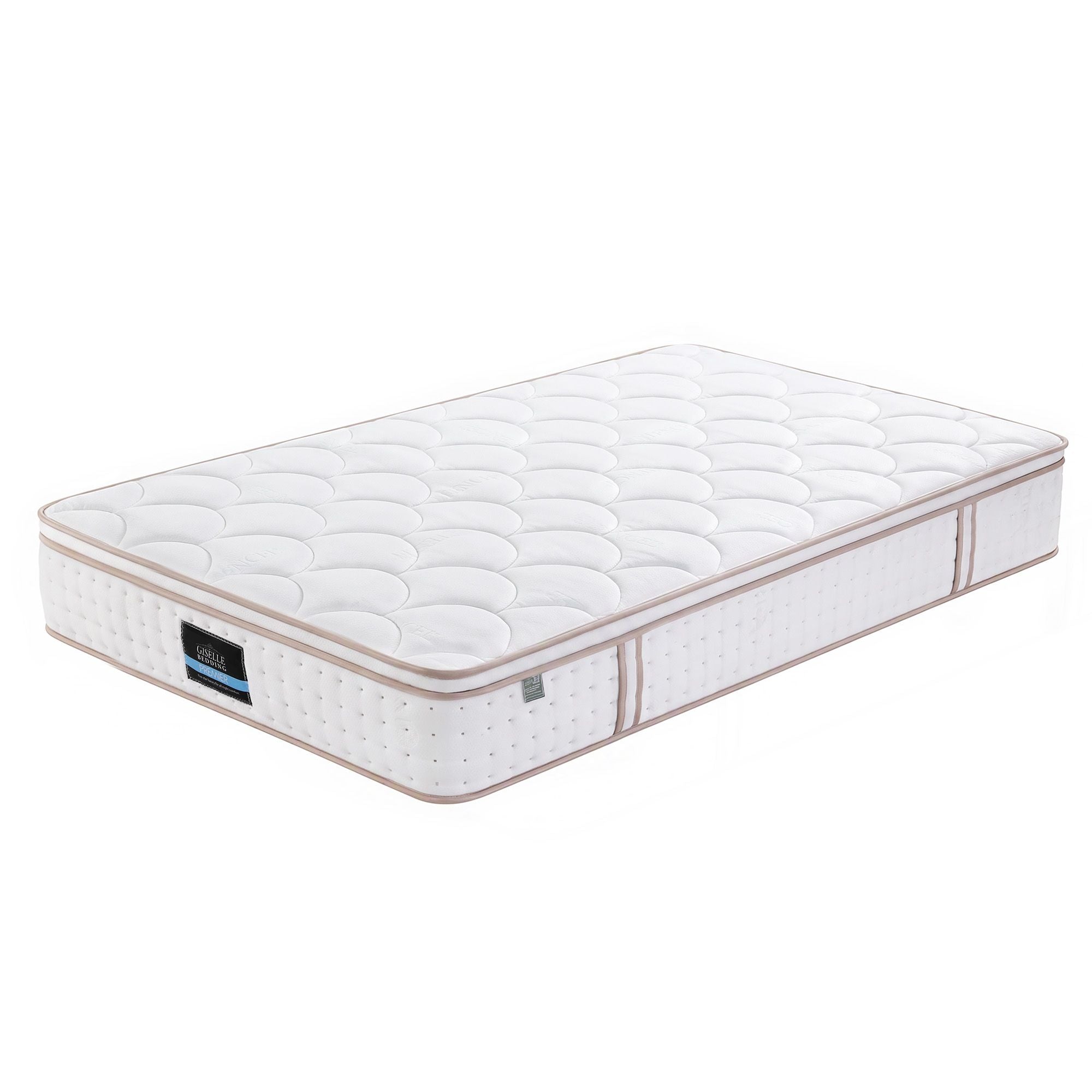 30cm King Single Spring Mattress with 5-Zone Firm Back Support and Tencel Cover - White