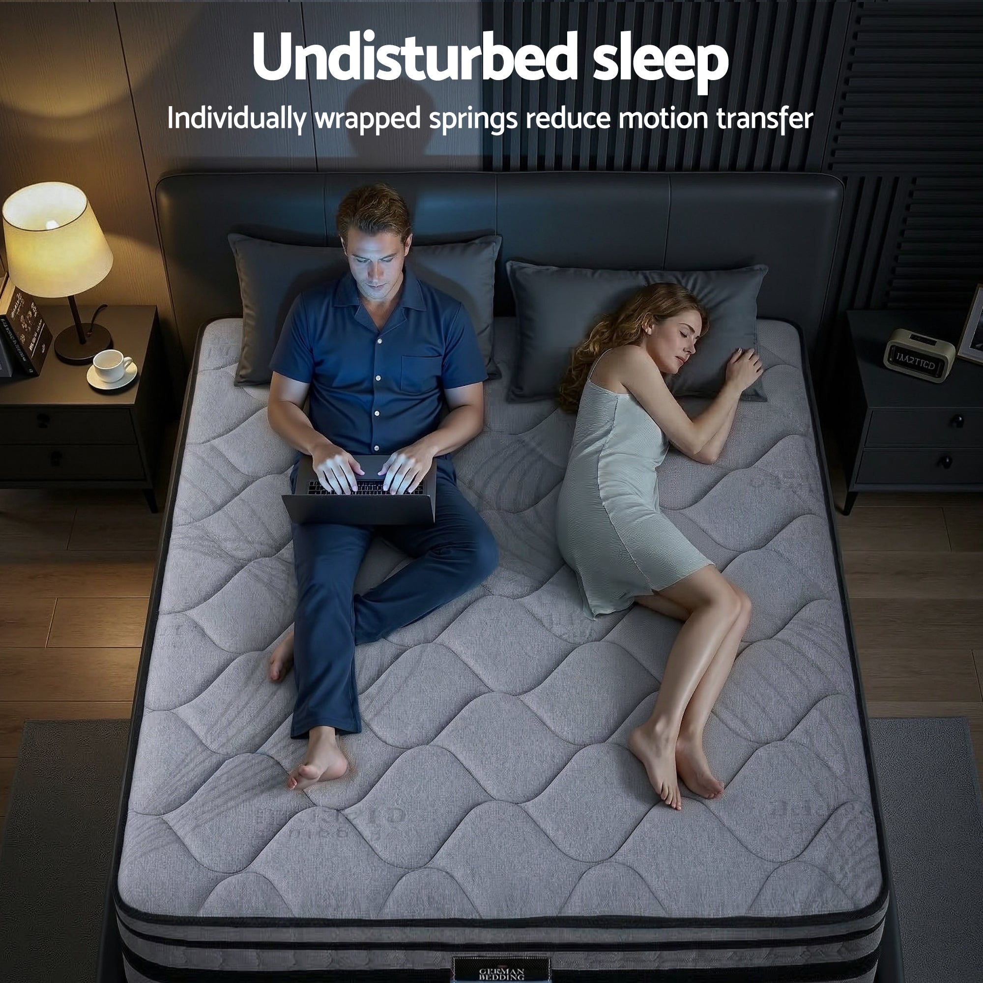 34cm Queen Hybrid Pocket Spring Mattress - Grey