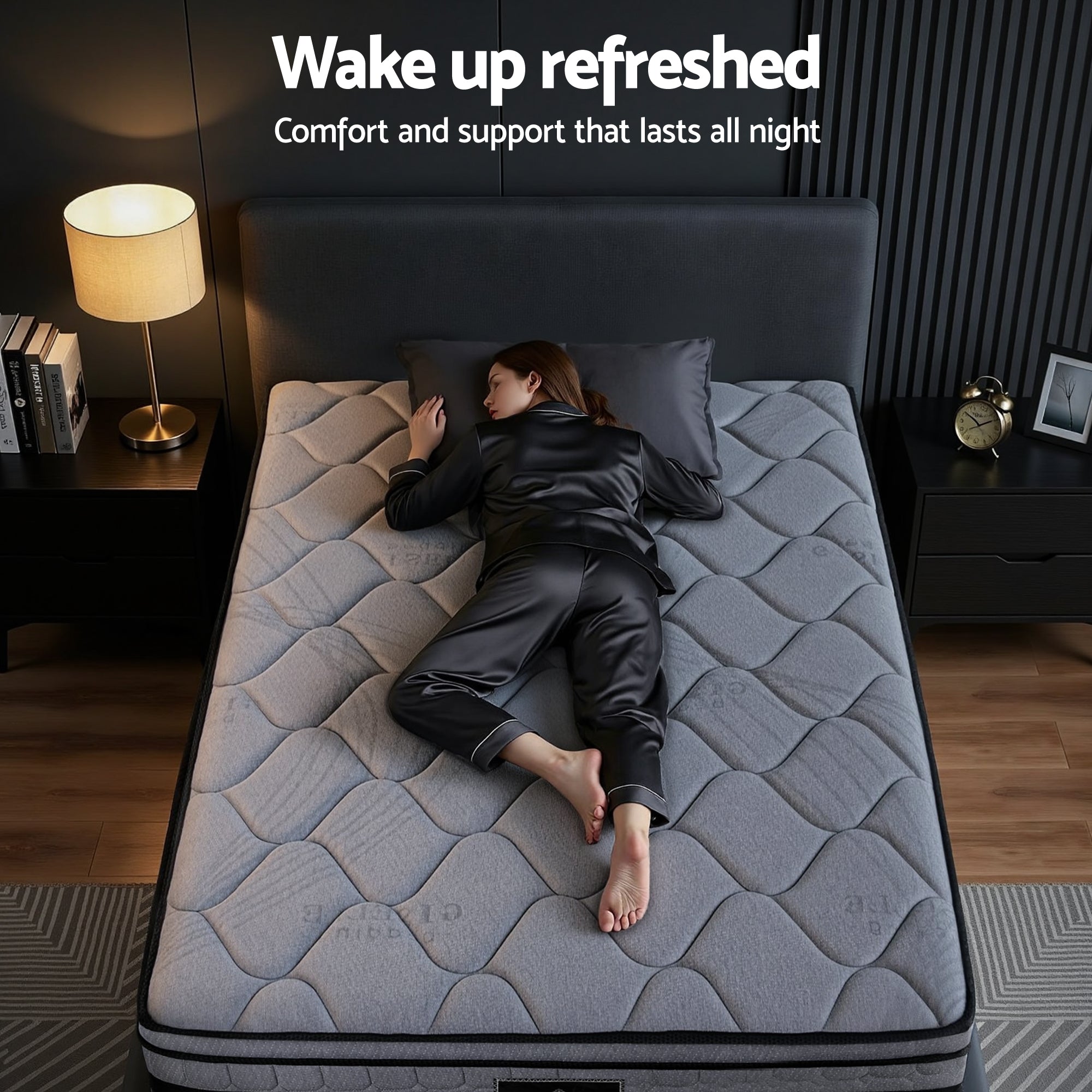 34cm Single Hybrid Pocket Spring Mattress - Grey