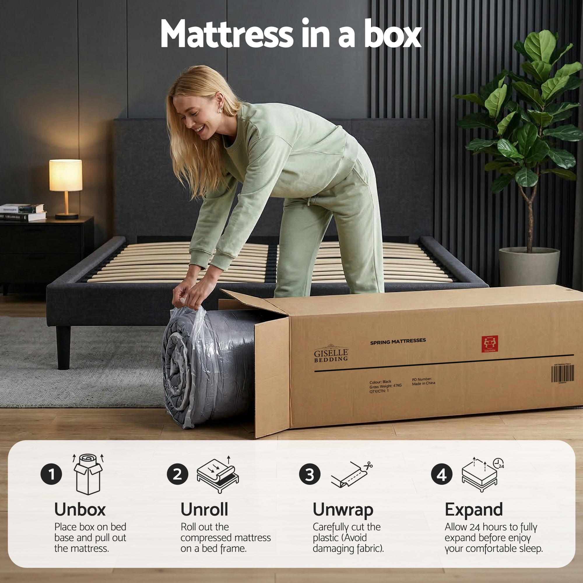 34cm Single Hybrid Pocket Spring Mattress - Grey