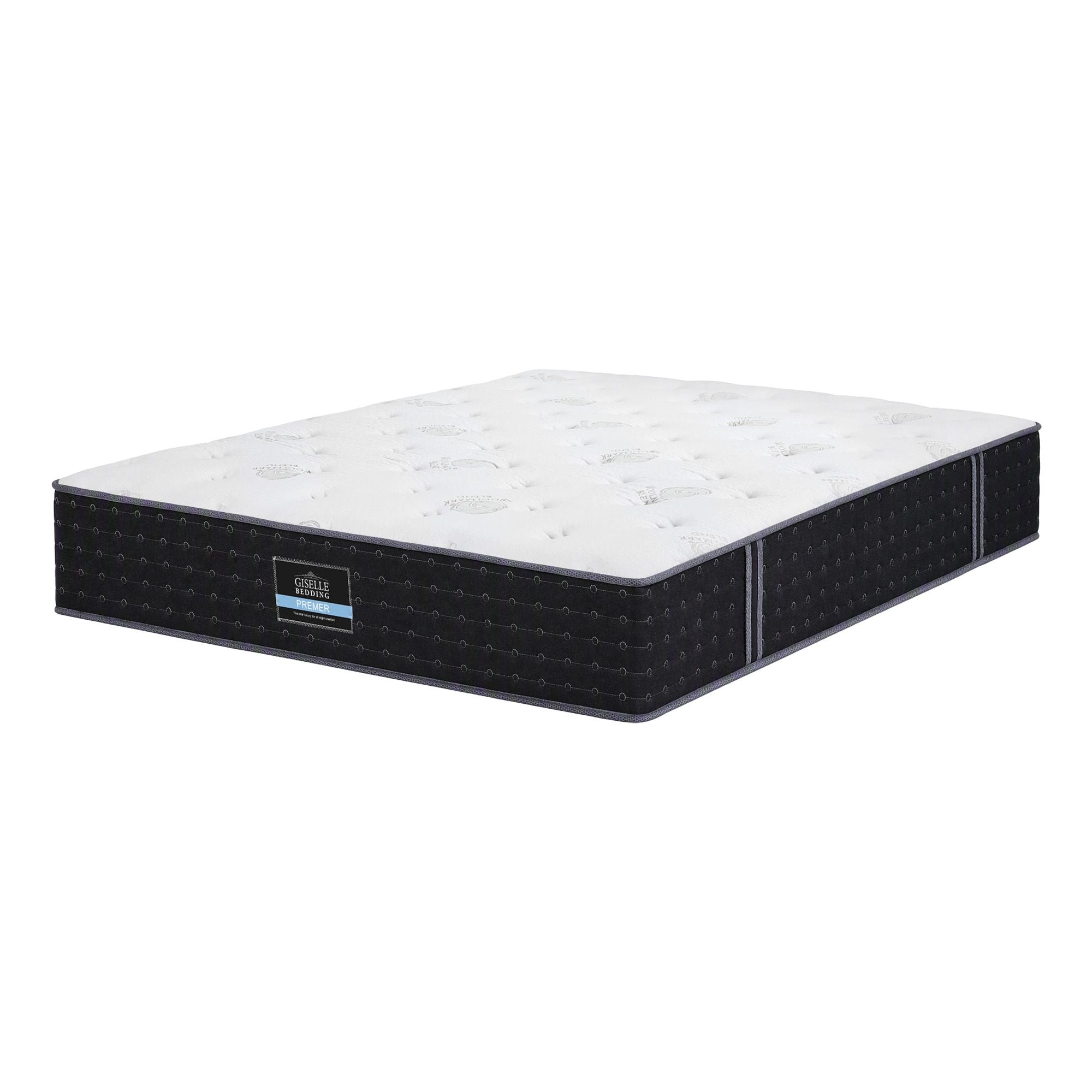 Double Reversible Spring Mattress 35cm with Cashmere Cover and Gel Foam Firm - White and Charcoal